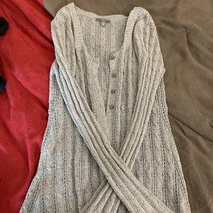 Grey button cardigan sweater